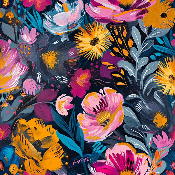 Nightlife Abstract Floral Pattern 20 Fabric - ineedfabric.com