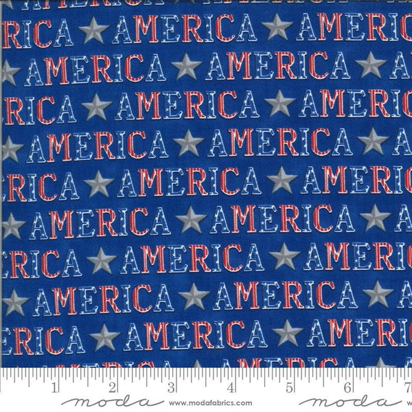 America The Beautiful American Type Fabric - Lake Blue - ineedfabric.com