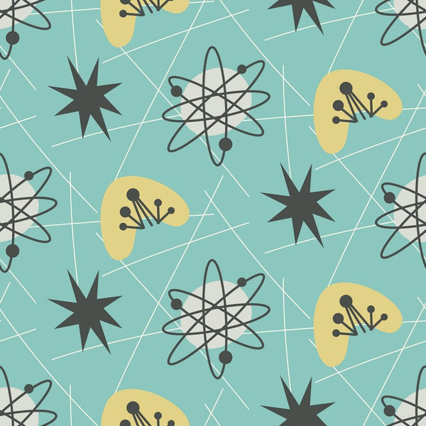 Atomic Pattern #1 Fabric - Blue - ineedfabric.com
