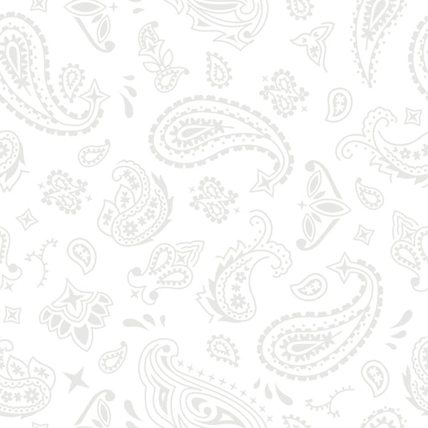 Bandana Fabric - Platinum on White - ineedfabric.com