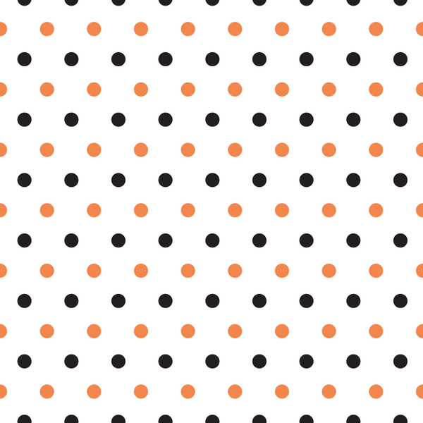 Black And Soft Orange Polka Dots Fabric - ineedfabric.com