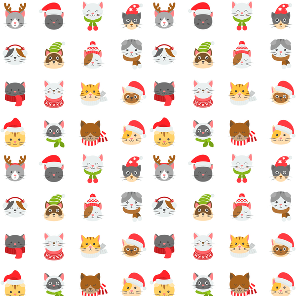 Christmas Cat Fabric - White - ineedfabric.com