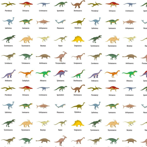 Dinosaur Names Fabric - ineedfabric.com