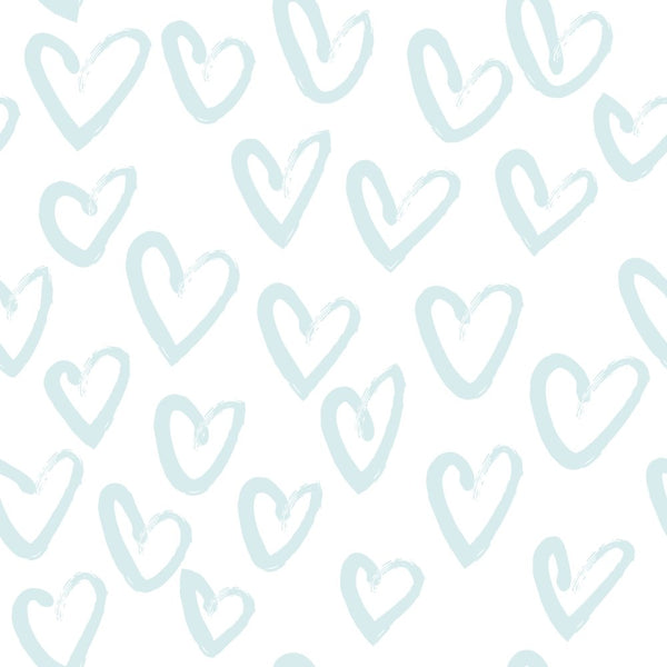 Hand Drawn Hearts Fabric - Iceberg - ineedfabric.com