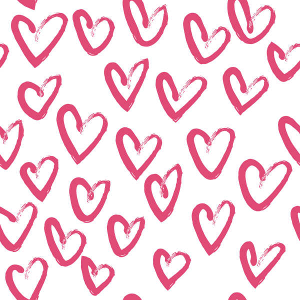 Hand Drawn Hearts Fabric - Pink Carmine - ineedfabric.com