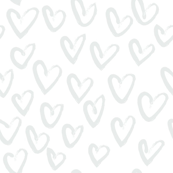 Hand Drawn Hearts Fabric - Silver - ineedfabric.com