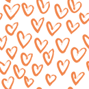 Hand Drawn Hearts Fabric - Soft Orange - ineedfabric.com