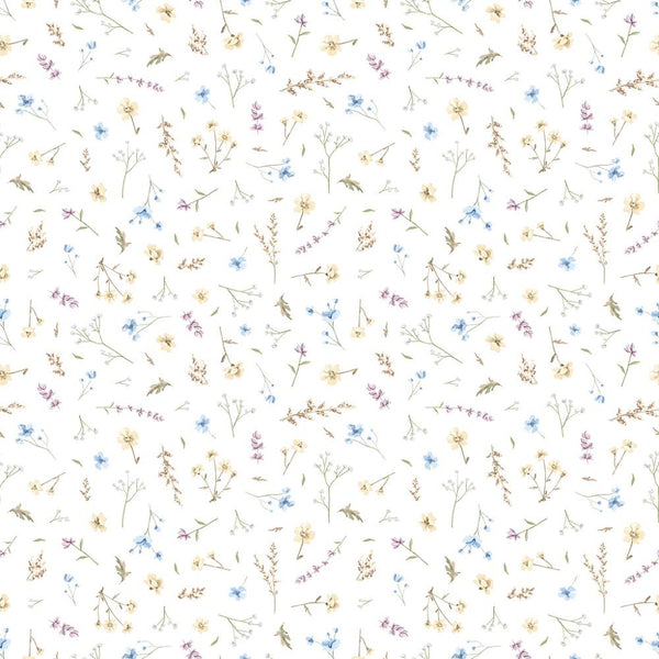 Little Critters Floral Allover Fabric - White - ineedfabric.com