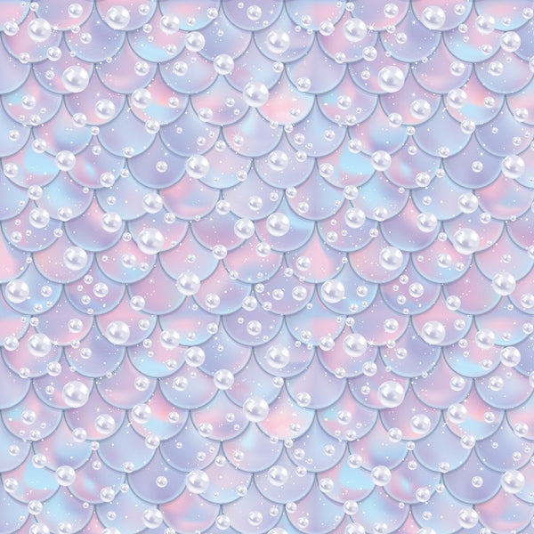 Mermaid Tail & Bubbles Fabric - Purple - ineedfabric.com