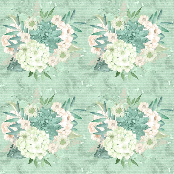 Mint Dreams Bouquets on Words Fabric - ineedfabric.com