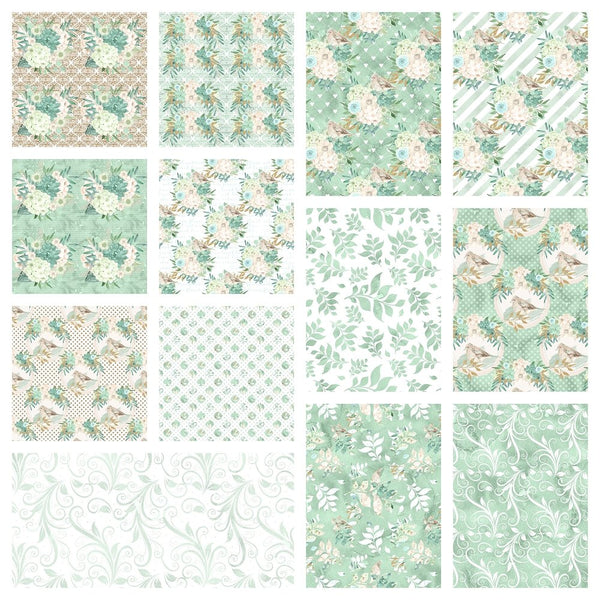 Mint Dreams Fat Quarter Bundle - 13 Pieces - ineedfabric.com