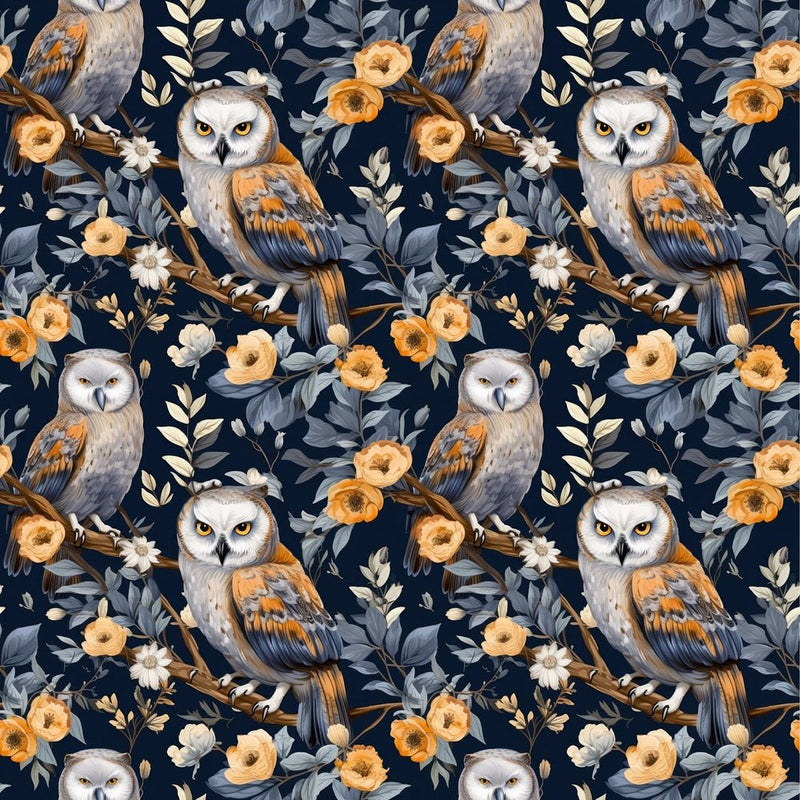 Owl & Floral Fabric - ineedfabric.com