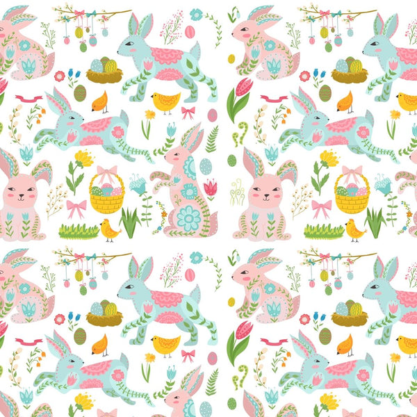 Paisley Easter Bunny & Elements Fabric - ineedfabric.com