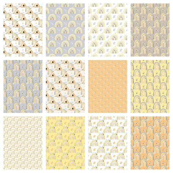 Rainbows & Bumble Bees Fabric Collection - 1 Yard Bundle - ineedfabric.com