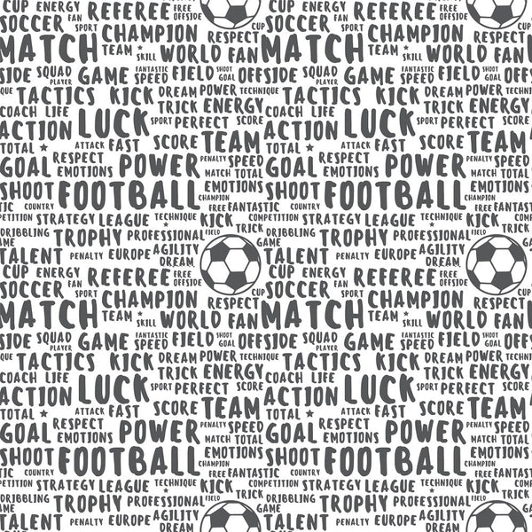 Soccer Font Fabric - White - ineedfabric.com