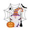 Spooky Halloween Gnome Fabric Panel - White - ineedfabric.com