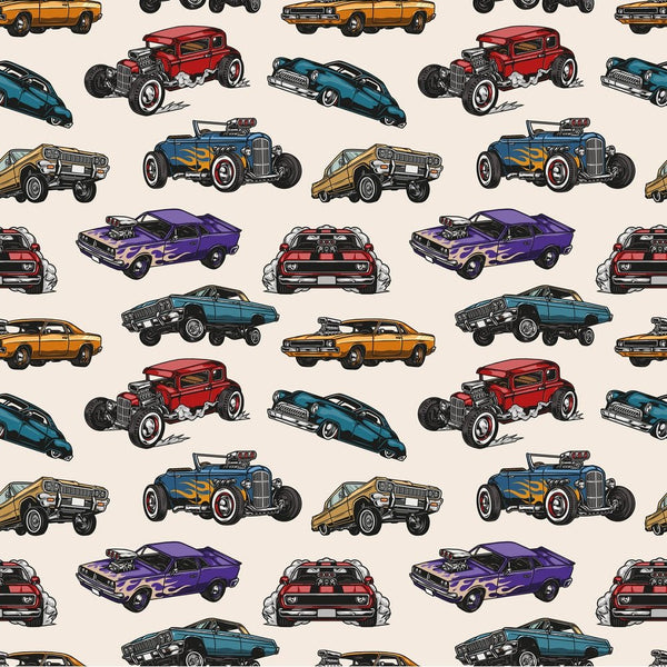 Vintage Roadsters Fabric - Tan - ineedfabric.com