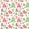 Watercolor Christmas Gnomes Fabric - White - ineedfabric.com