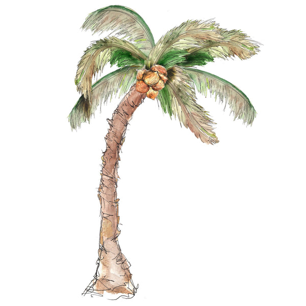 Watercolor Palm Tree Fabric Panel - ineedfabric.com