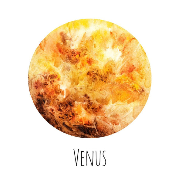 Watercolor Planets Venus Fabric Panel - ineedfabric.com