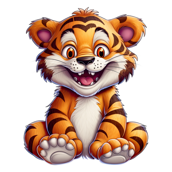 Cartoon Smiling Tiger Fabric Panel