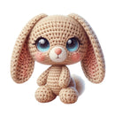 Crochet Animals Bunny 2 Fabric Panel - ineedfabric.com
