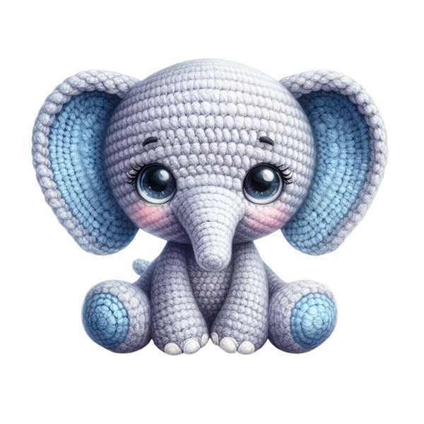 Crochet Animals Elephant Fabric Panel - ineedfabric.com