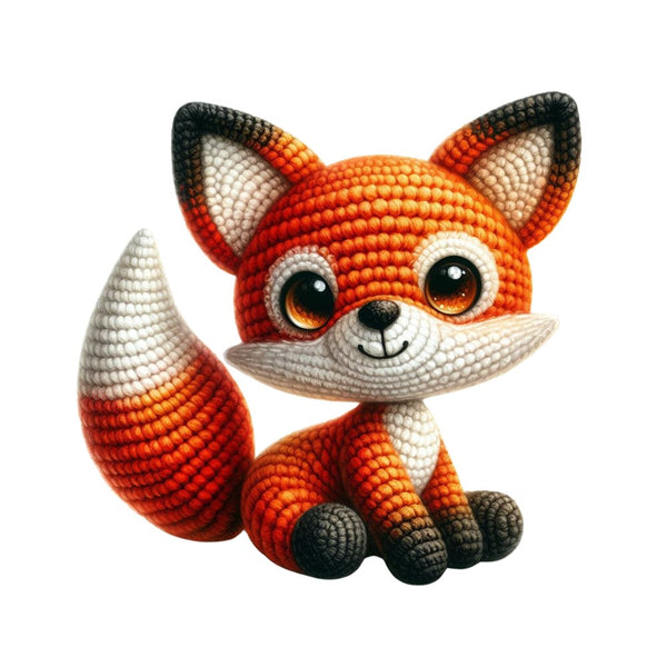 Crochet Animals Fox Fabric Panel - ineedfabric.com