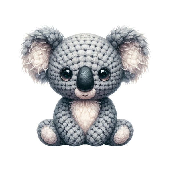 Crochet Animals Koala Fabric Panel - ineedfabric.com