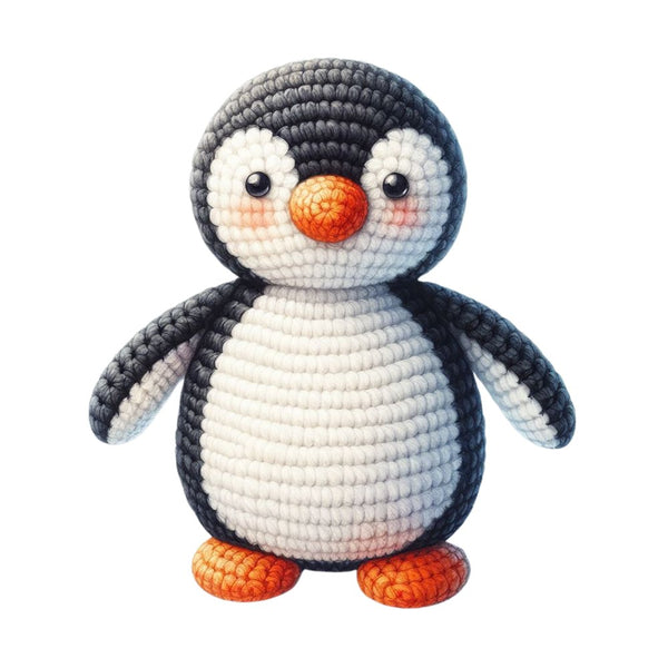 Crochet Animals Penguin Fabric Panel - ineedfabric.com