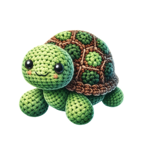 Crochet Animals Turtle Fabric Panel - ineedfabric.com