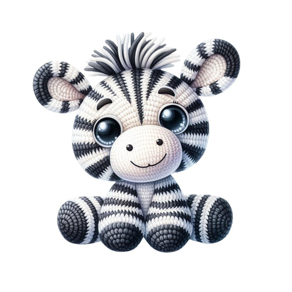 Crochet Animals Zebra Fabric Panel - ineedfabric.com