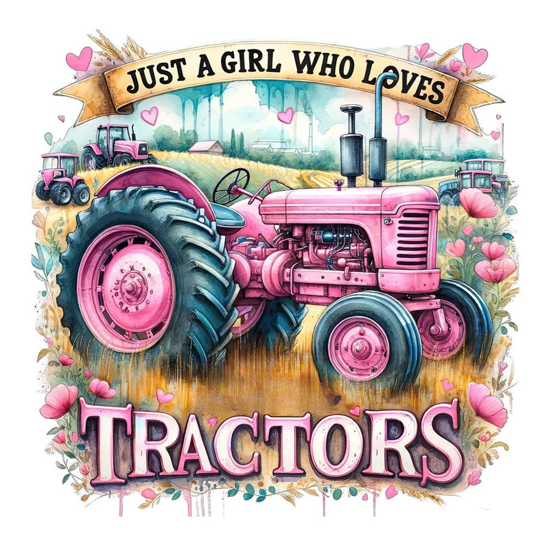 Just A Girl Who Loves Tractors Fabric Panel - ineedfabric.com