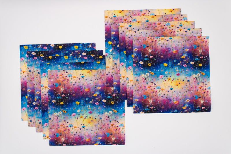 Laser Cut Square Pack of Floral Ombre Art Splash - 10 Pieces - ineedfabric.com