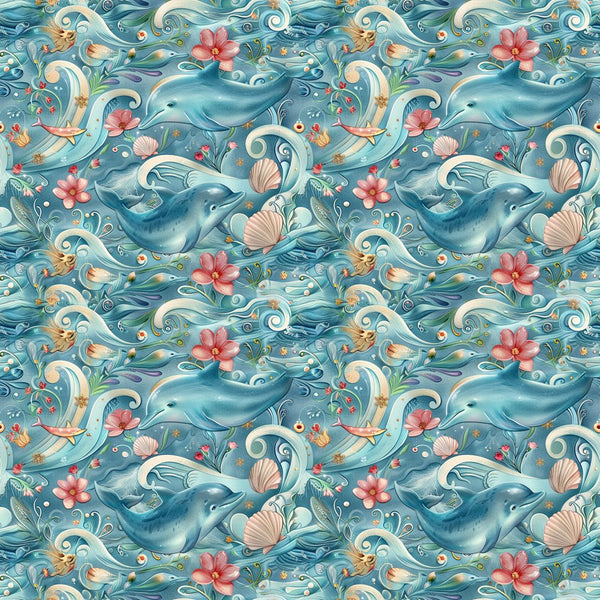 The Dolphin Bay Pattern 1 Fabric - ineedfabric.com