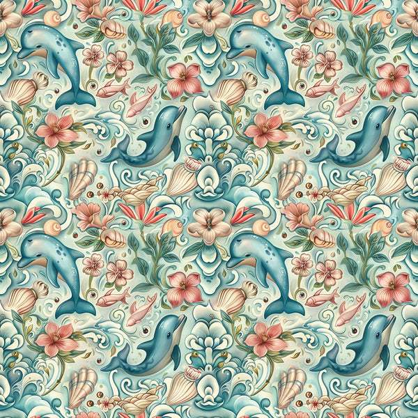 The Dolphin Bay Pattern 2 Fabric - ineedfabric.com