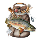 Trout Fishing Creel 2 Fabric Panel - ineedfabric.com