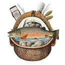 Trout Fishing Creel 5 Fabric Panel - ineedfabric.com