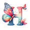 Watercolor Butterfly Letter ''H'' Fabric Panel - ineedfabric.com
