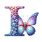 Watercolor Butterfly Letter ''I'' Fabric Panel - ineedfabric.com