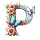 Watercolor Butterfly Letter ''P'' Fabric Panel - ineedfabric.com