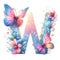 Watercolor Butterfly Letter ''W'' Fabric Panel - ineedfabric.com