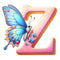 Watercolor Butterfly Letter ''Z'' Fabric Panel - ineedfabric.com