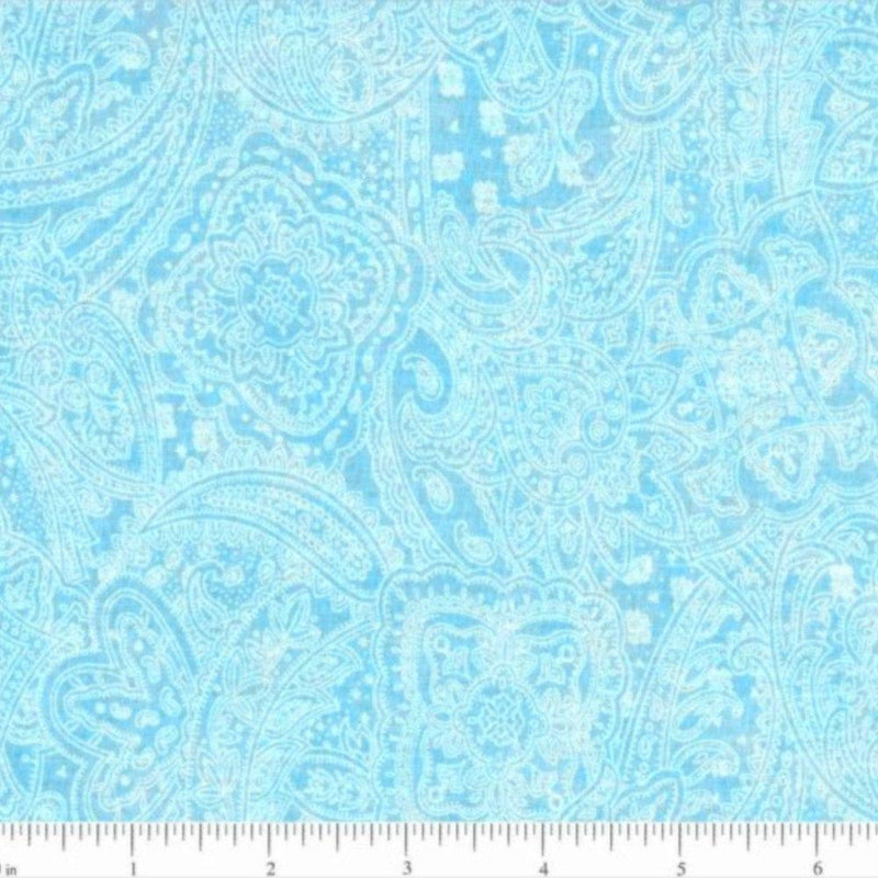 108" Paisley Quilt Backing Fabric - Bright Blue - ineedfabric.com