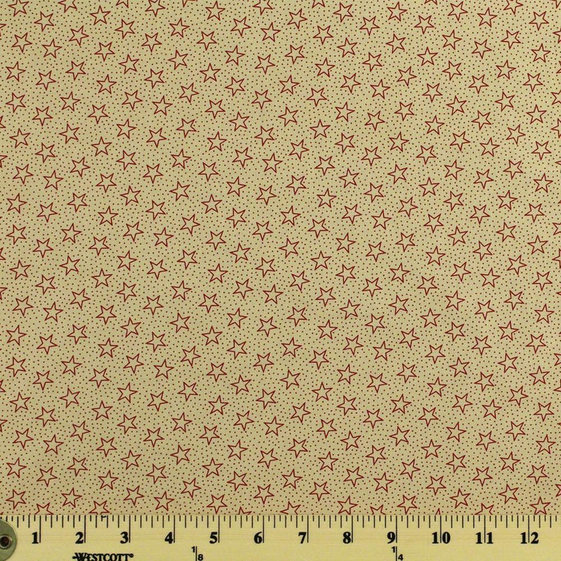 108" Quilt Backing, Antique Stars and Dots Fabric - Red - ineedfabric.com