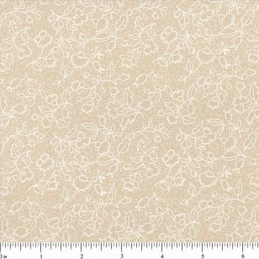 108" Quilt Backing Fabric Floral Tone on Tone - Tea Stain