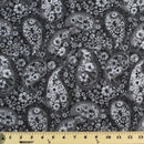 108" Quilt Backing, Floral Paisley Fabric - Dark Gray