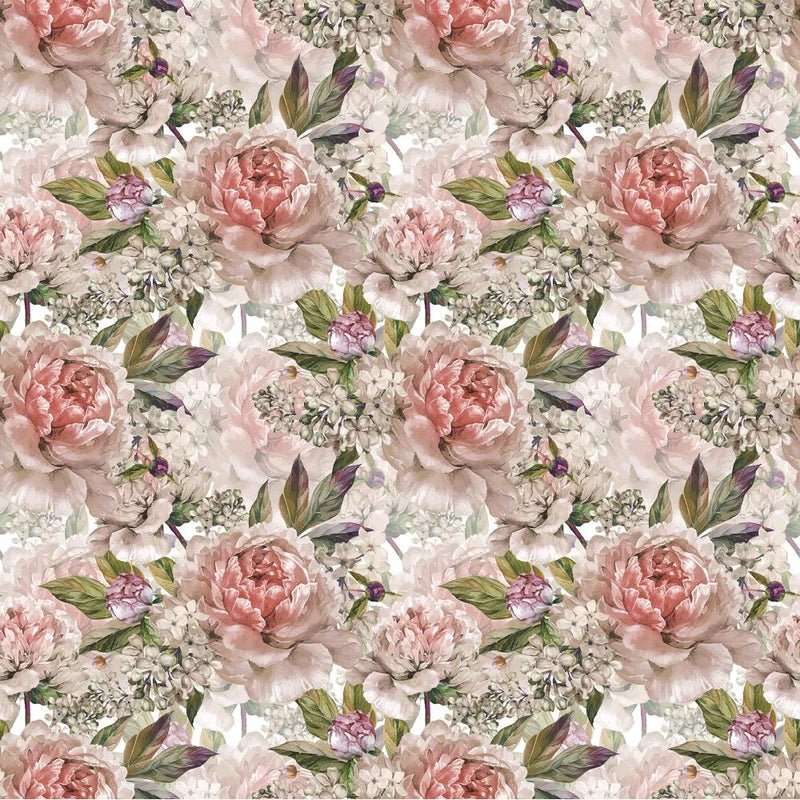 118" Hand Drawn Rose Peonies and Lilac - Pink Quilt Backing Fabric - ineedfabric.com