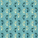 1950s Atomic Cats Pattern 10 Fabric - Blue - ineedfabric.com