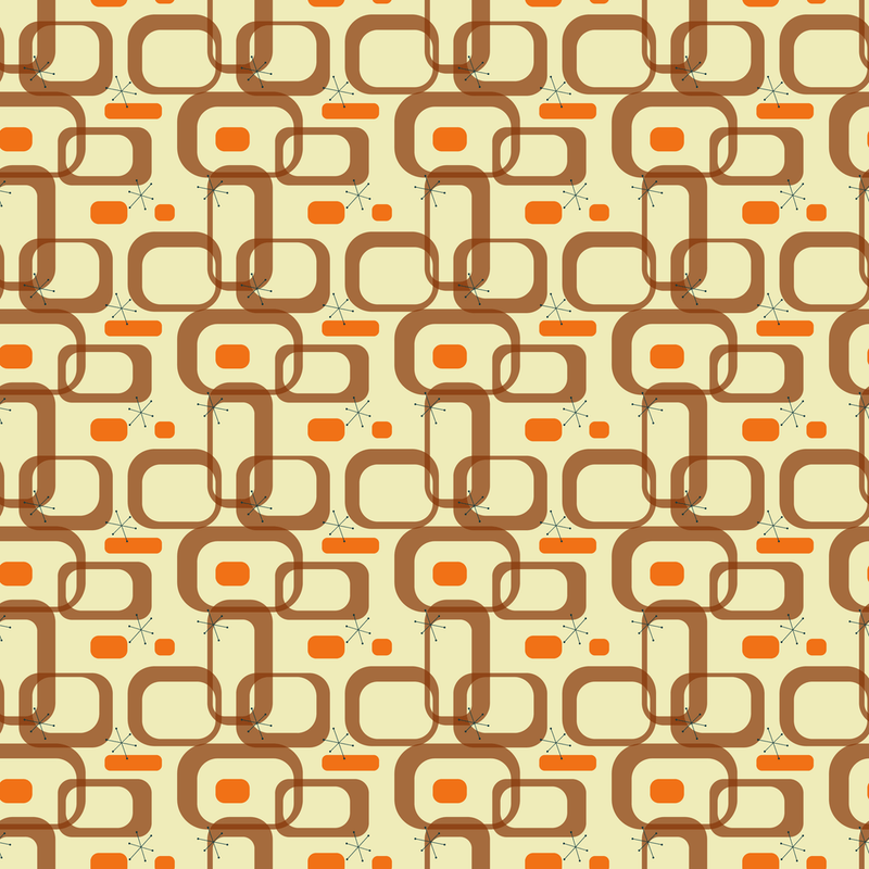 1950s Atomic Pattern 9 Fabric - Brown - ineedfabric.com